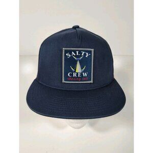 Salty Crew Chasing Tail Trucker Snapback Hat Blue Flat Bill Cap Fishing Deep Sea